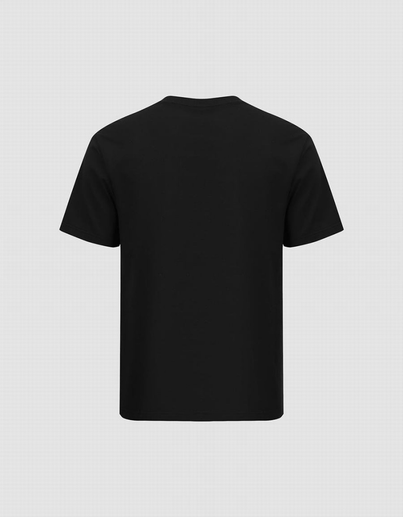 Black Men's Urban Revivo Crew Neck Straight T Shirts | OBL275EE