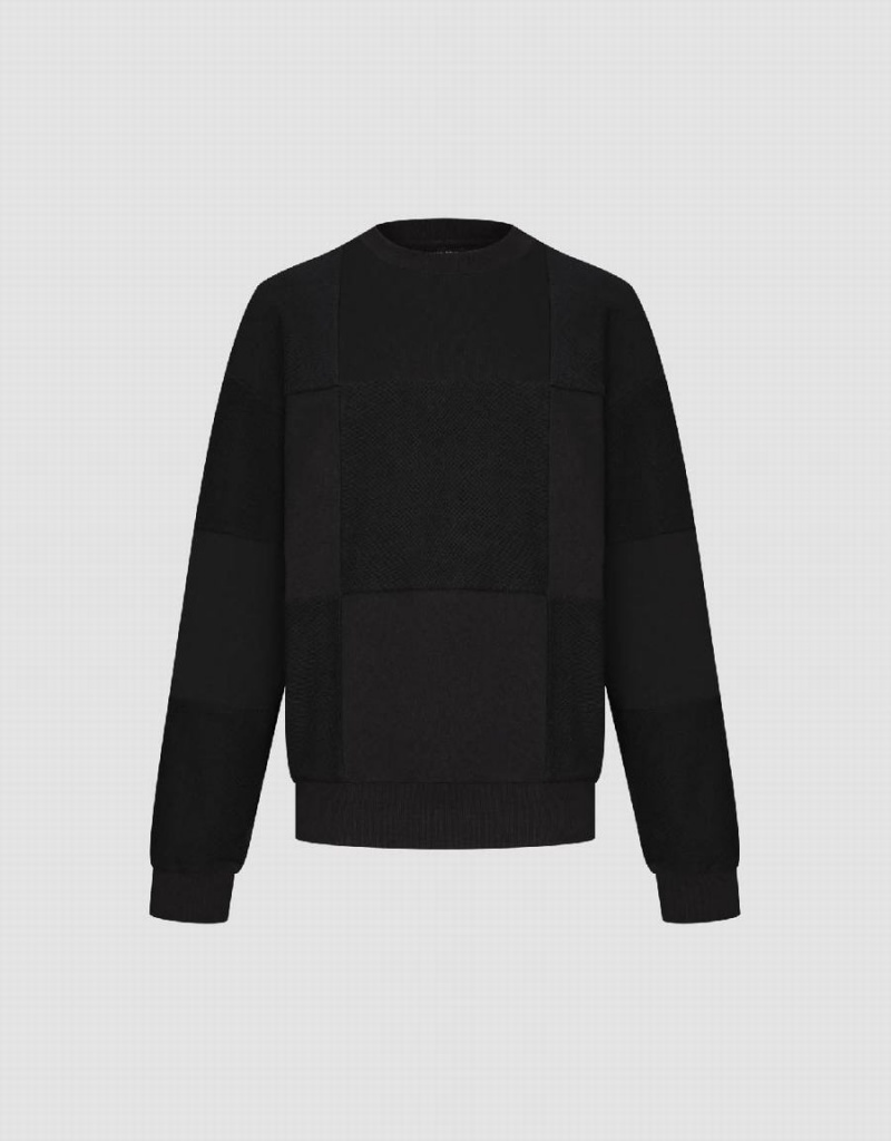 Black Men's Urban Revivo Crew Neck Sweatshirts | WWH6210RB