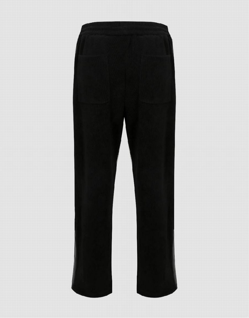 Black Men's Urban Revivo Drawstring Waist Wide-Leg Pants | SGY3147GA