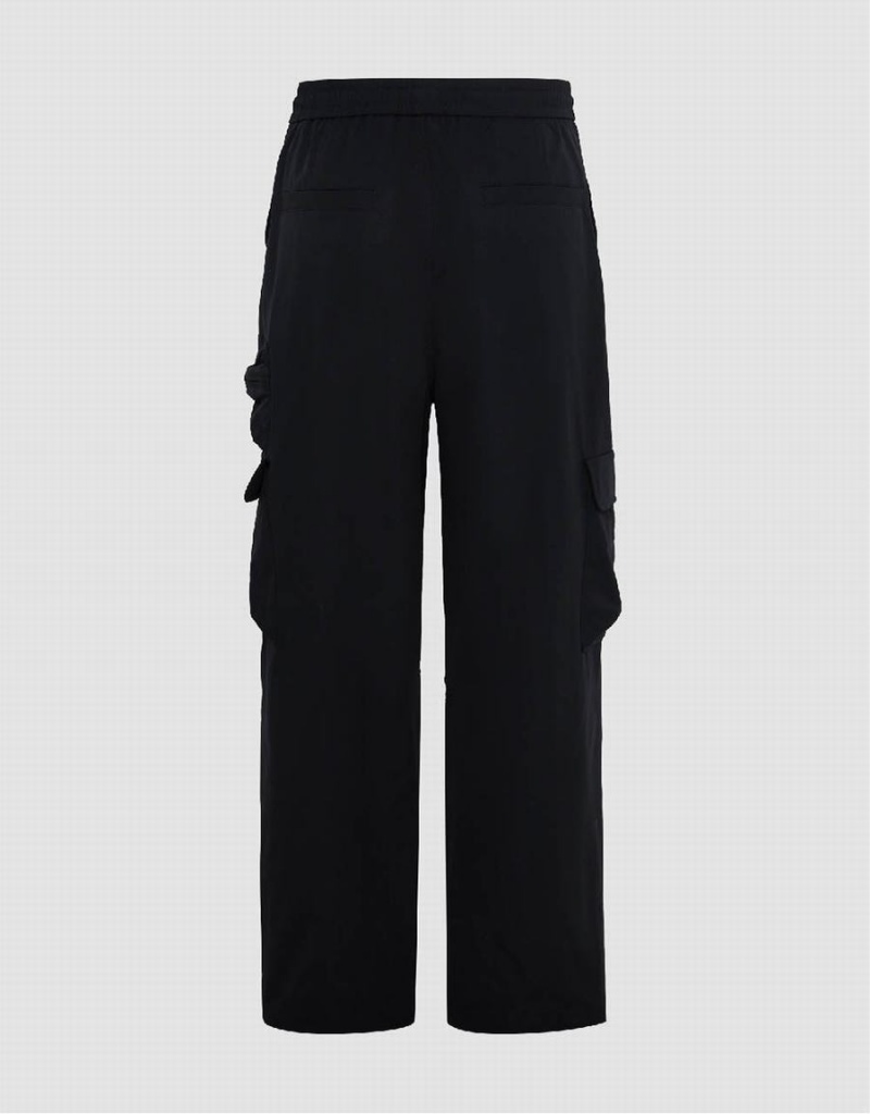 Black Men's Urban Revivo Drawstring Waist Wide-Leg Loose Pants | JAN625YP