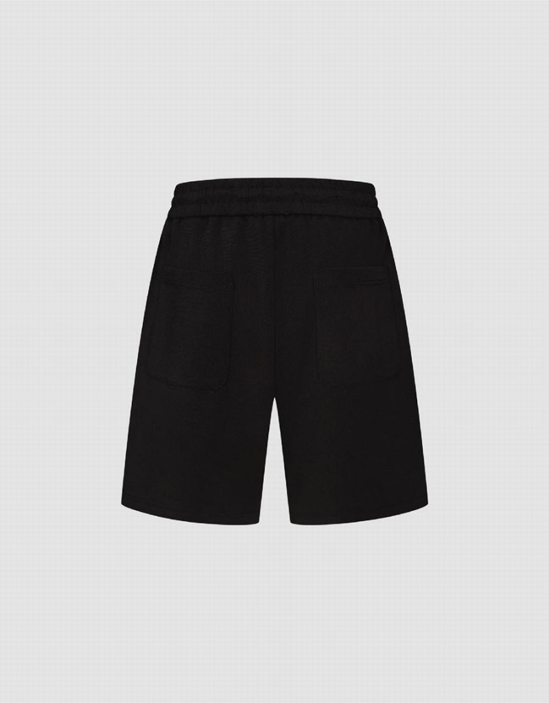 Black Men's Urban Revivo Elastic Waist Loose Shorts | HSB4990YK