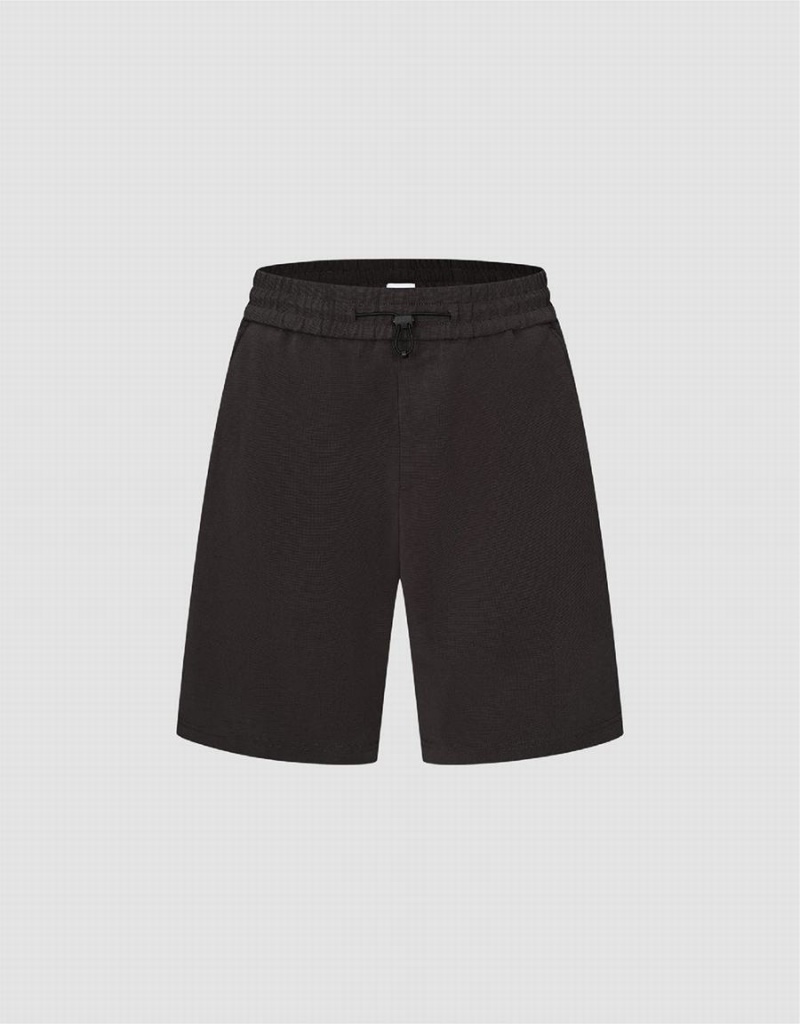 Black Men's Urban Revivo Elastic Waist Loose Shorts | HSB4990YK