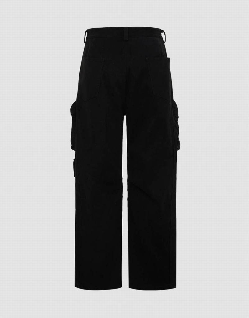 Black Men's Urban Revivo Multi Pockets Wide-Leg Pants | YOD9565KO