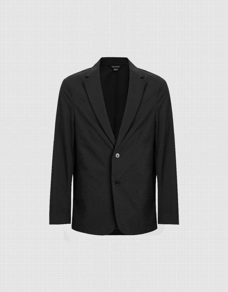 Black Men\'s Urban Revivo Notch Lapel Tailored Blazers | JKN1233KW