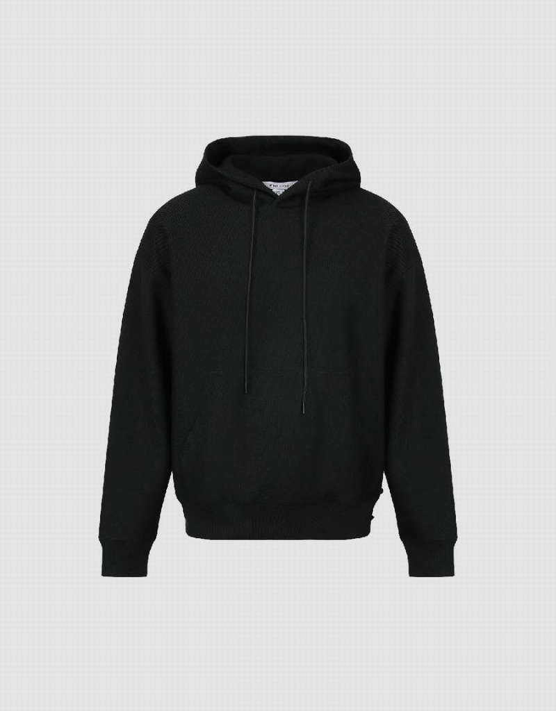 Black Men's Urban Revivo Oversized Hooded Sweatshirts | WGG3021QM