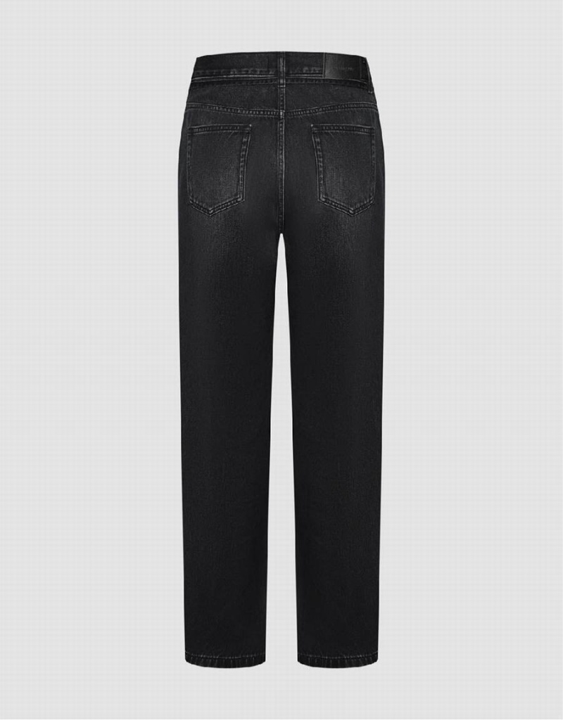 Black Men's Urban Revivo Straight Jeans | RBB6091MS