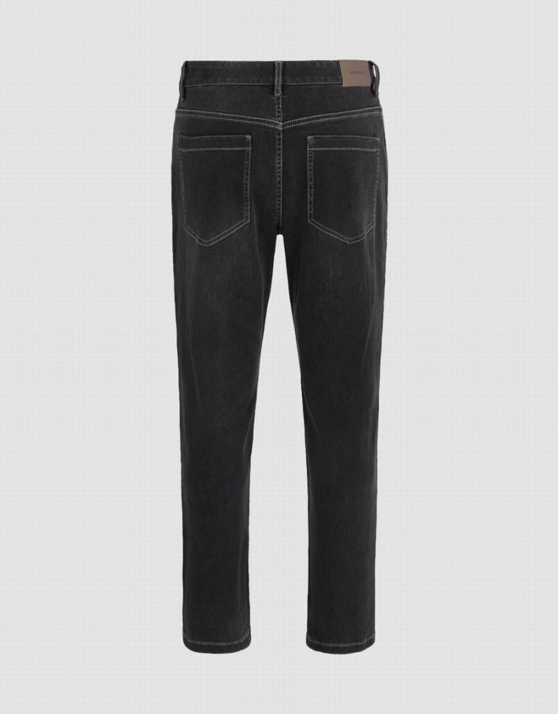 Black Men's Urban Revivo Straight Jeans | FGY8899CN