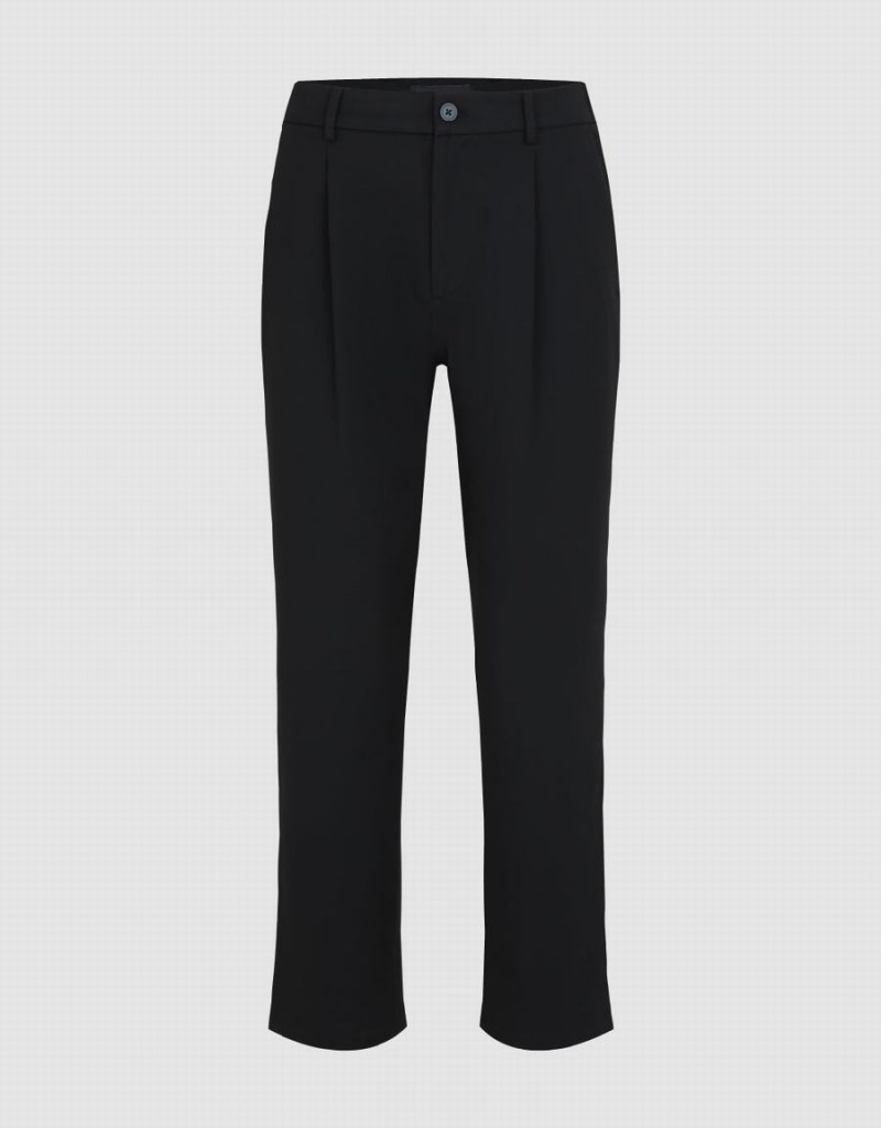 Black Men's Urban Revivo Tailored Carrot Fit Pants | NKG520JE