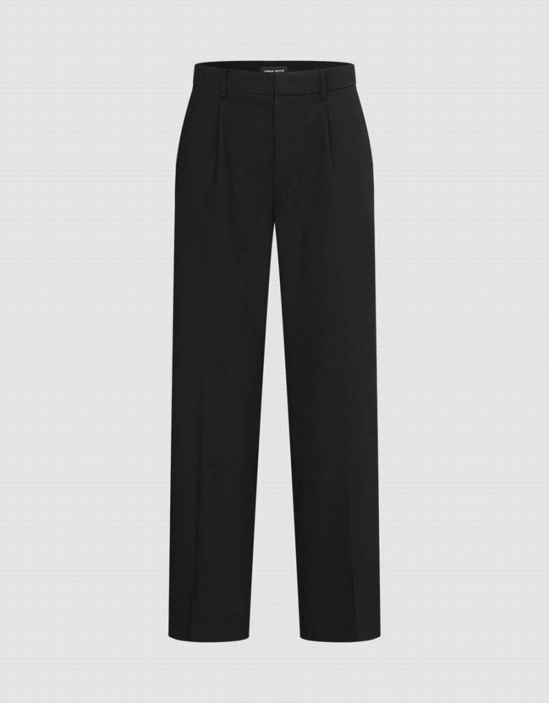 Black Men's Urban Revivo Tailored Carrot Fit Pants | MUL7042VV