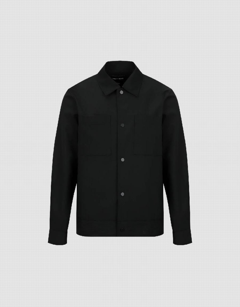 Black Men's Urban Revivo Textured Straight Jackets | GCQ7992ZM