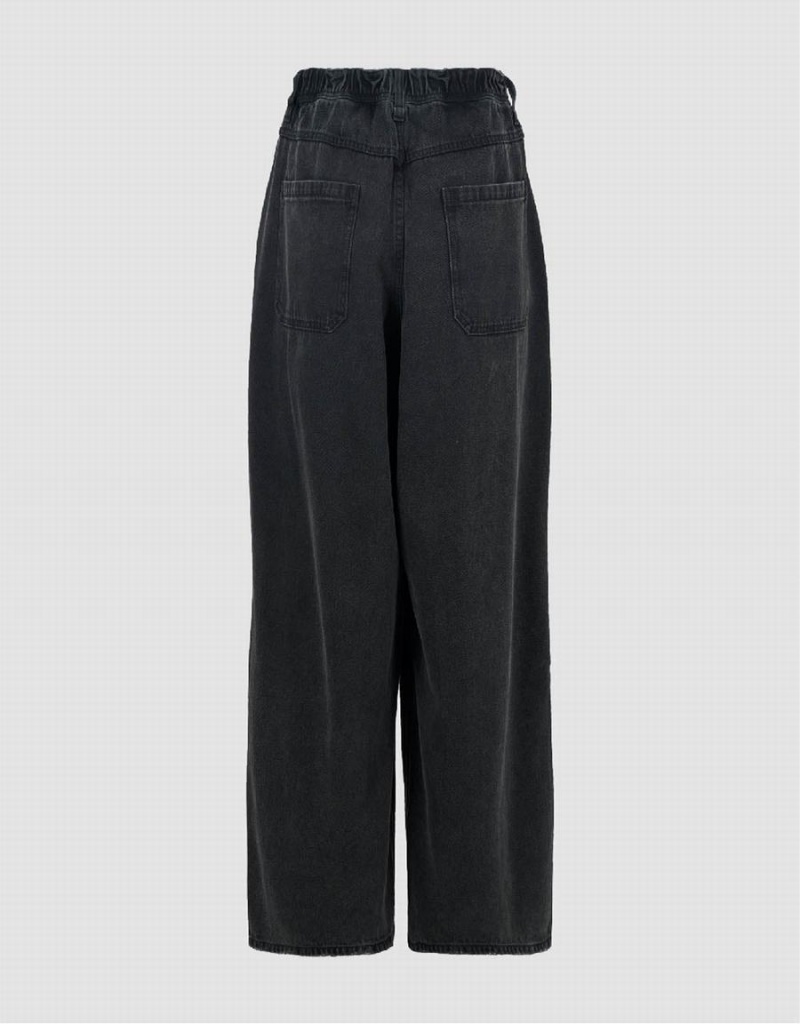 Black Men's Urban Revivo Wide-Leg Jeans | XOS1289IJ