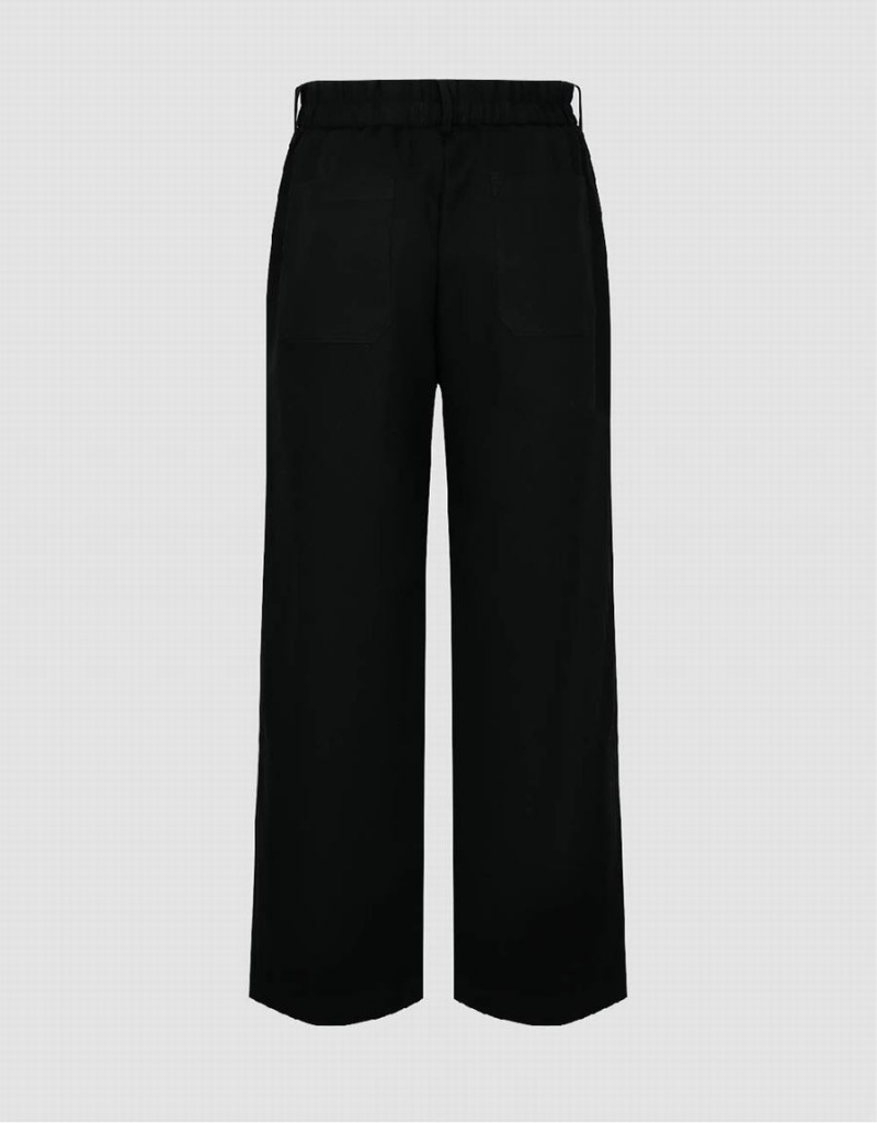 Black Men's Urban Revivo Wide-Leg Pants | PCB5428NH