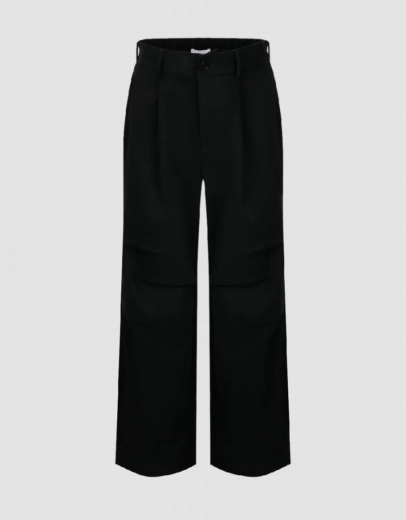 Black Men\'s Urban Revivo Wide-Leg Pants | PCB5428NH