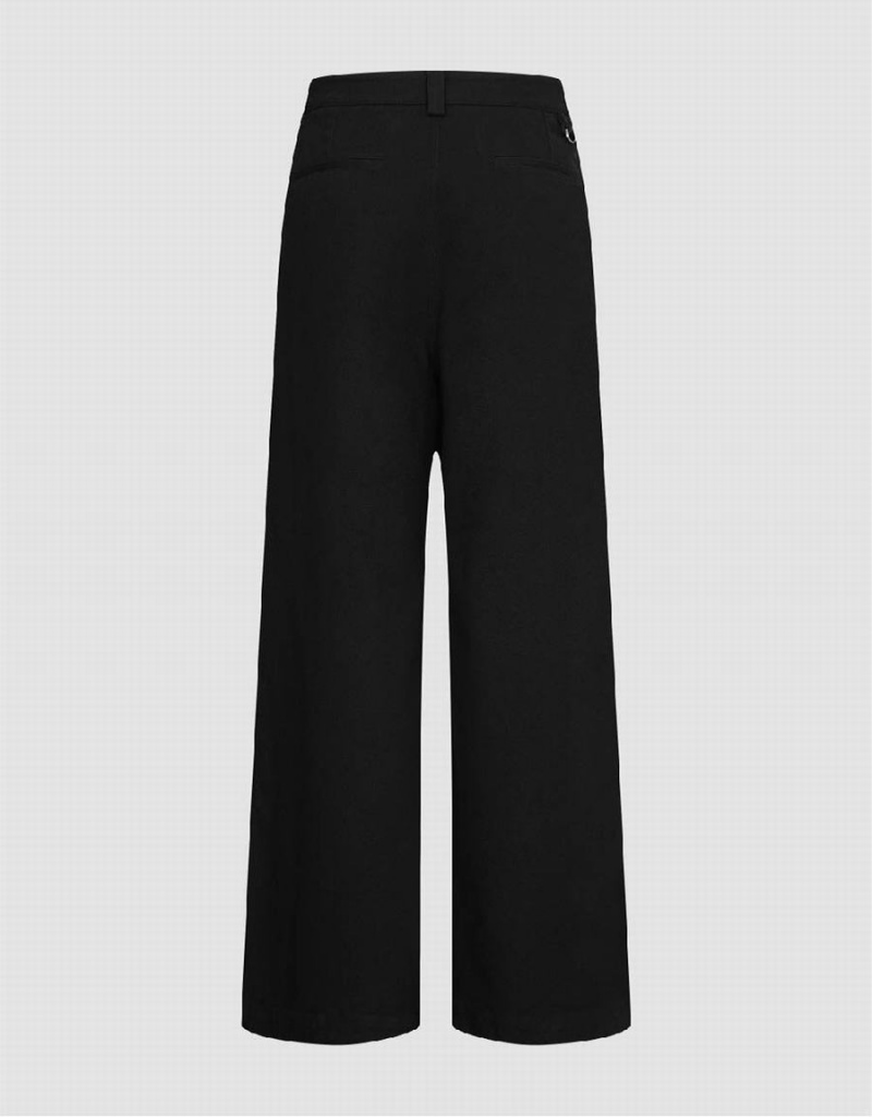 Black Men's Urban Revivo Wide-Leg Pants | QXM2477MT