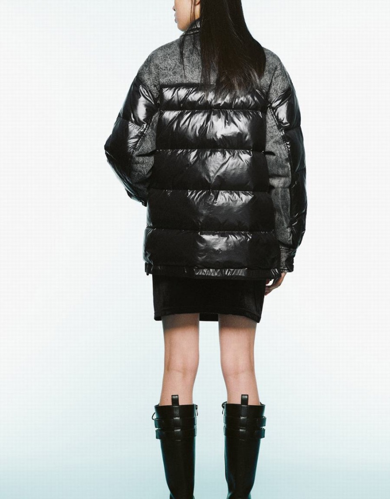 Black Women's Urban Revivo 2 In 1 Straight Puffer Jacket | XYS3343FM