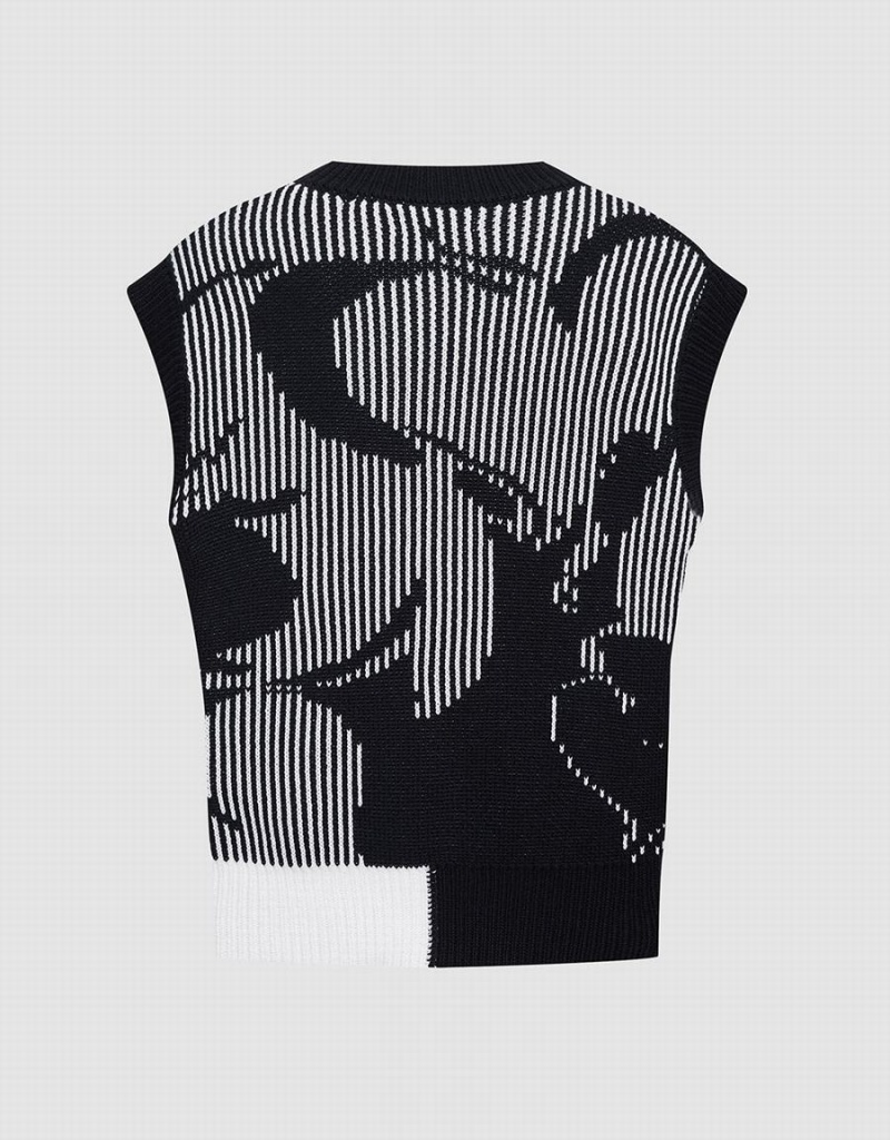 Black Women's Urban Revivo Abstract Pattern Tank Top | WWY874NK