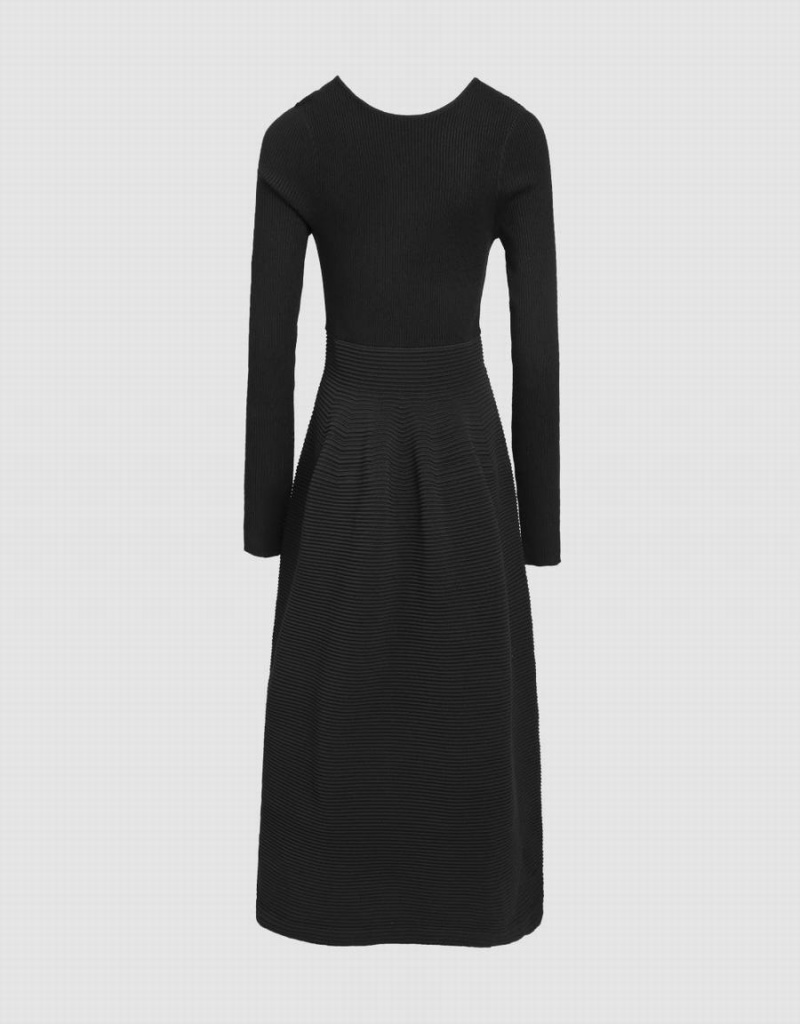 Black Women's Urban Revivo Backless Knitted Midi Dress | RCQ7130SM