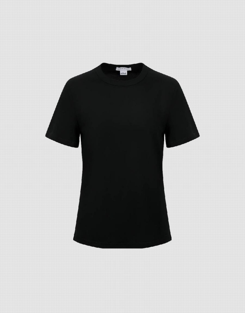 Black Women's Urban Revivo Basic Crew Neck T Shirts | MTT2992RD