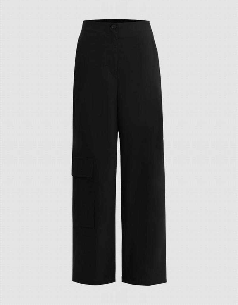 Black Women's Urban Revivo Capri Wide-Leg Pants | FUF1470YB