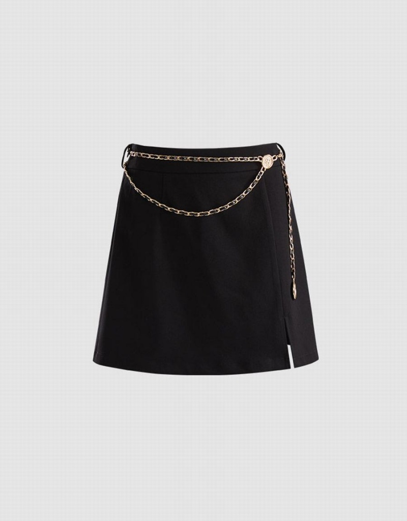 Black Women\'s Urban Revivo Chain Detail Mini Skirts | BYX1865CX