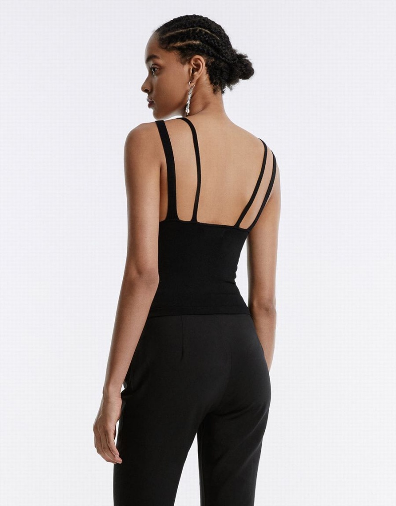 Black Women's Urban Revivo Combination Camisole Tank Top | UYM2184CJ