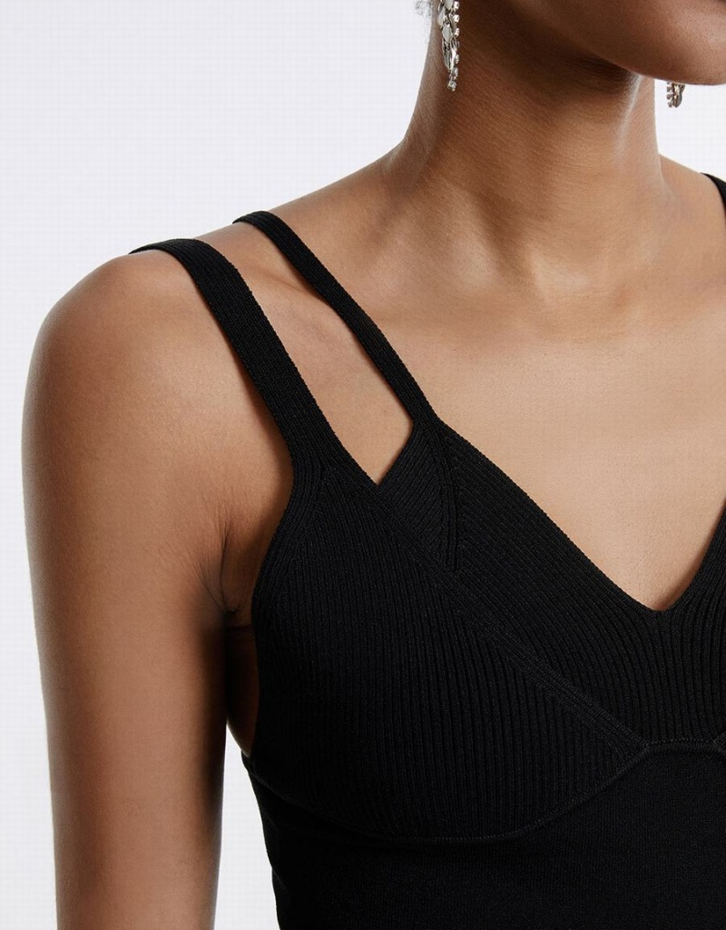 Black Women's Urban Revivo Combination Camisole Tank Top | UYM2184CJ