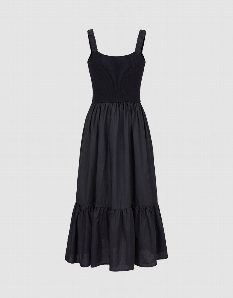 Black Women\'s Urban Revivo Contrast Ruffle Dress | NHZ9426UK