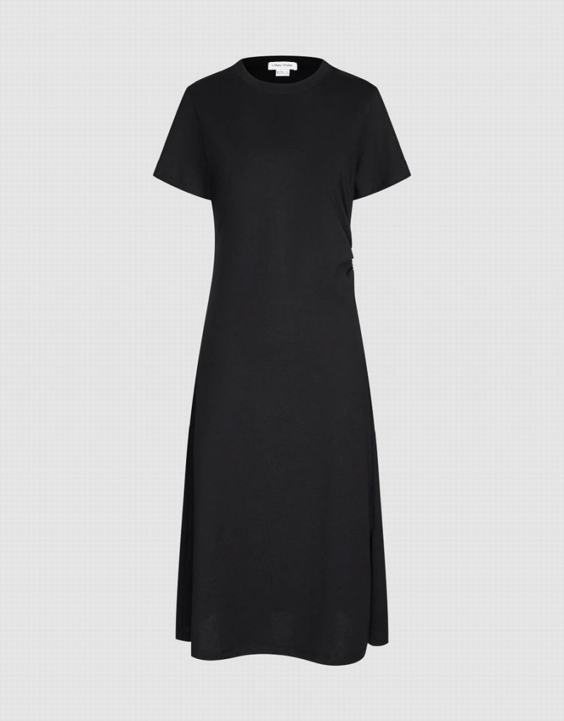 Black Women\'s Urban Revivo Crew Neck Straight Dress | IHH832CQ