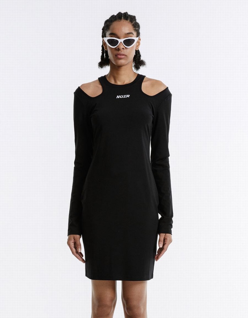 Black Women's Urban Revivo Cut Out Letter Dress | OHJ8184OR