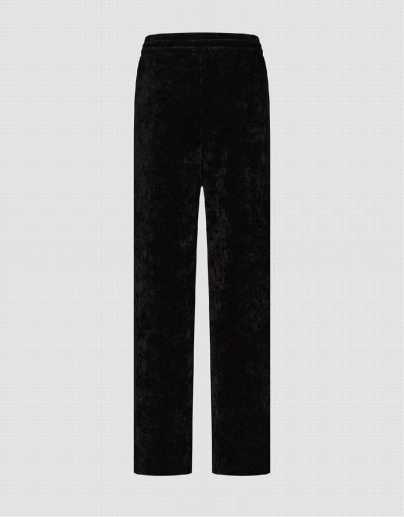 Black Women's Urban Revivo Drawstring Waist Knitted Straight Pants | QGT658CS