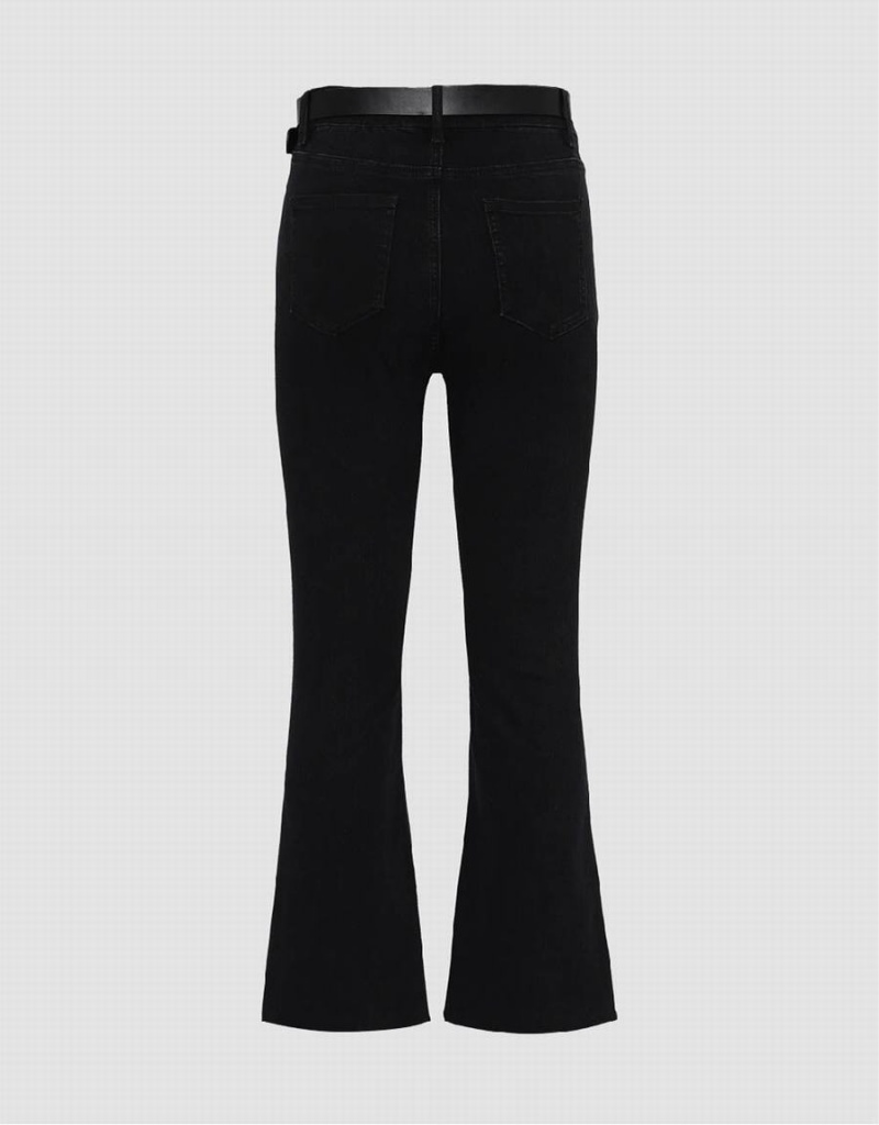 Black Women's Urban Revivo Flare With Belt Jeans | CPA1313FZ