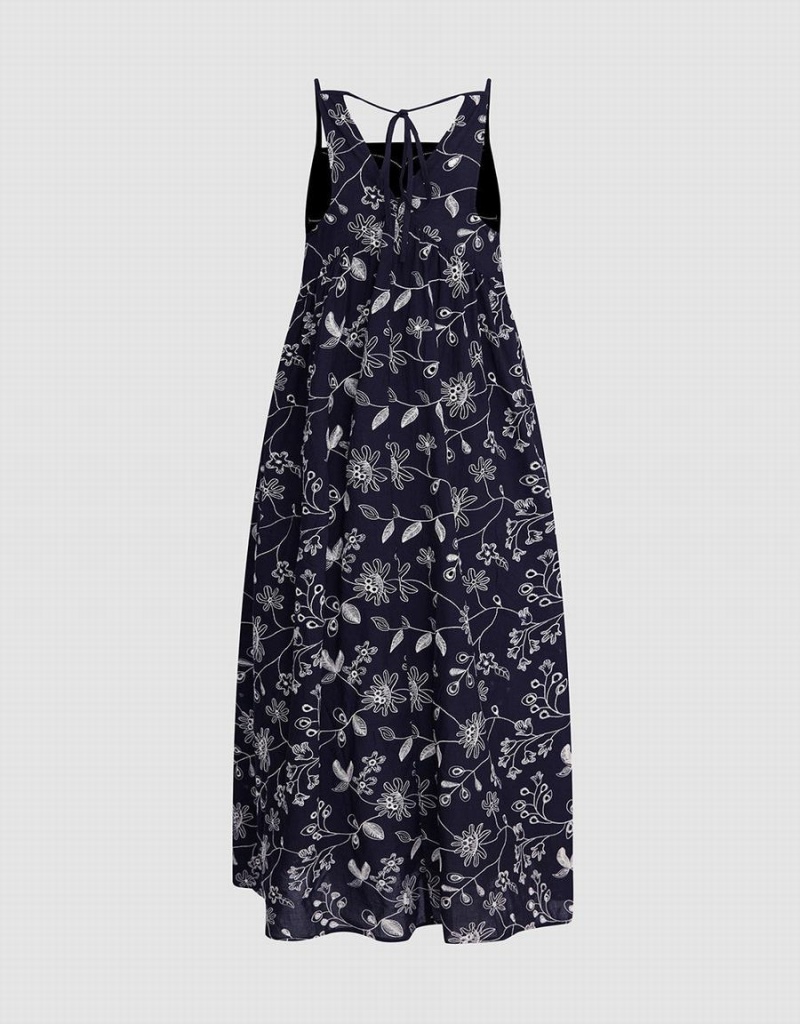 Black Women's Urban Revivo Floral Sleeveless Midi Dress | PLX8841IX