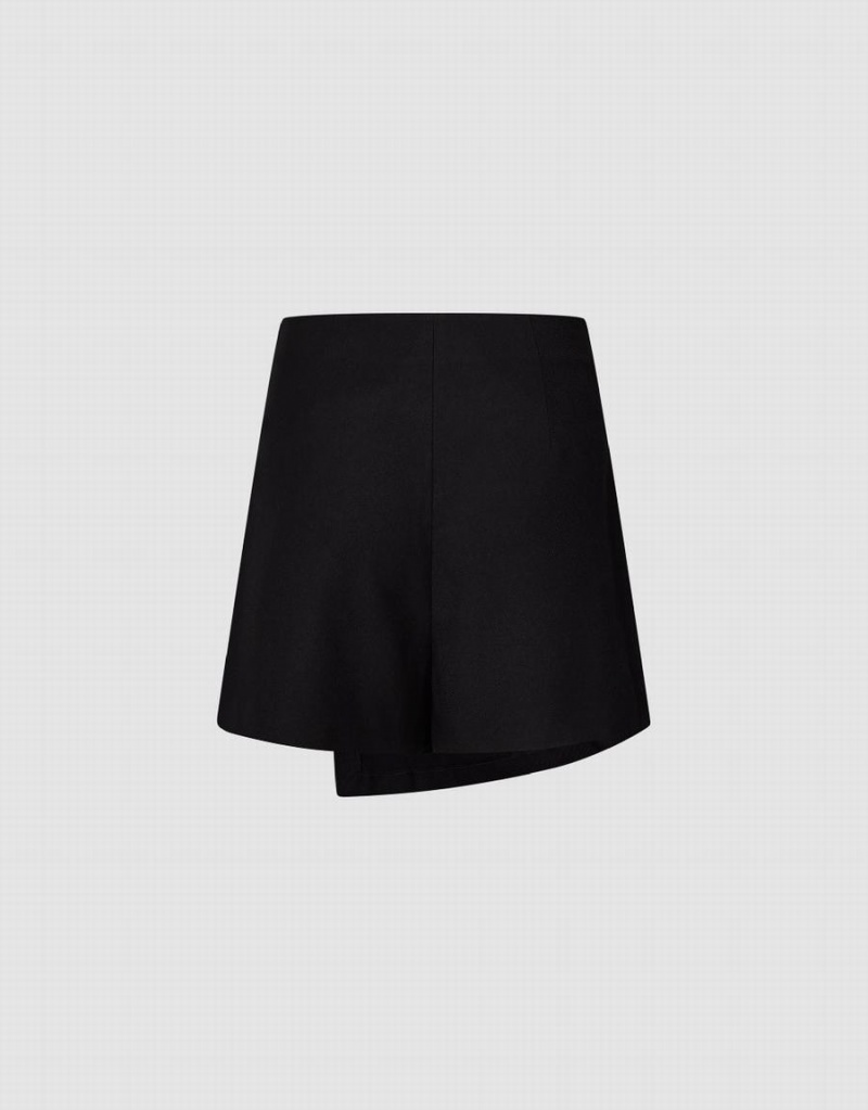 Black Women's Urban Revivo Glamor Regular Skort Shorts | KAU9347JF