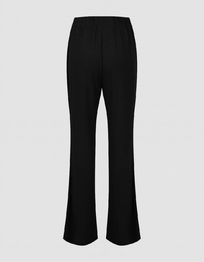 Black Women's Urban Revivo Knitted Flare Pants | QDG4341PR