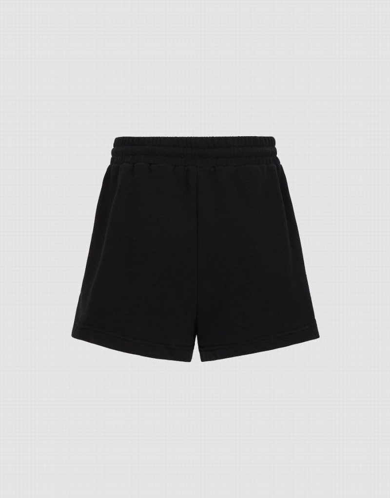 Black Women's Urban Revivo Knitted Straight Shorts | KMR8456KW