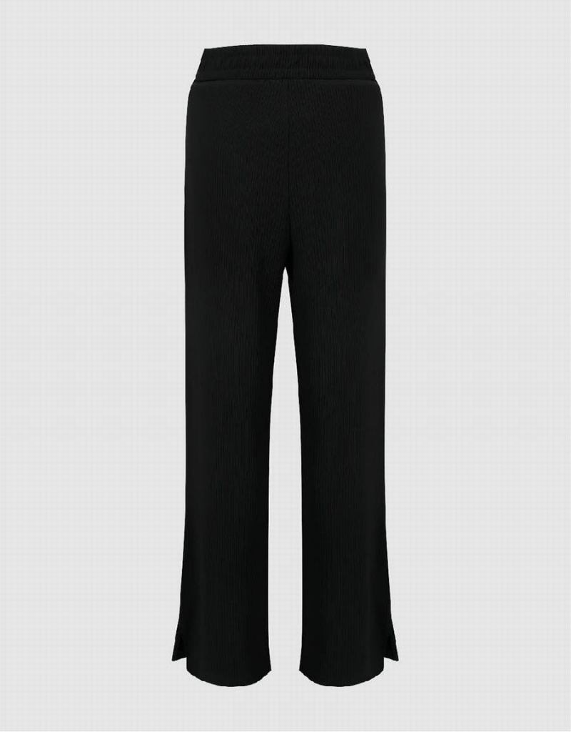 Black Women's Urban Revivo Knitted Straight Pants | ZCB335ZK