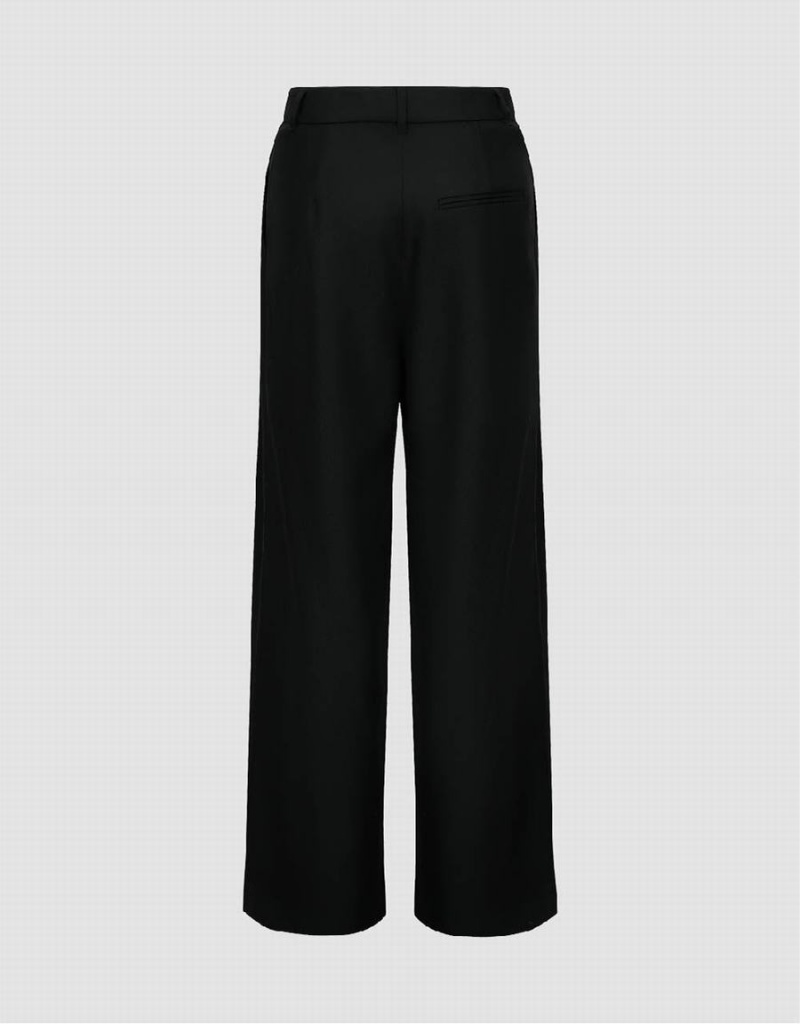 Black Women's Urban Revivo Loose Straight Pants | KLA8142IL