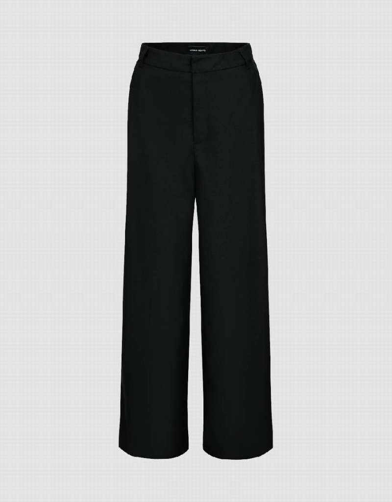 Black Women\'s Urban Revivo Loose Straight Pants | KLA8142IL