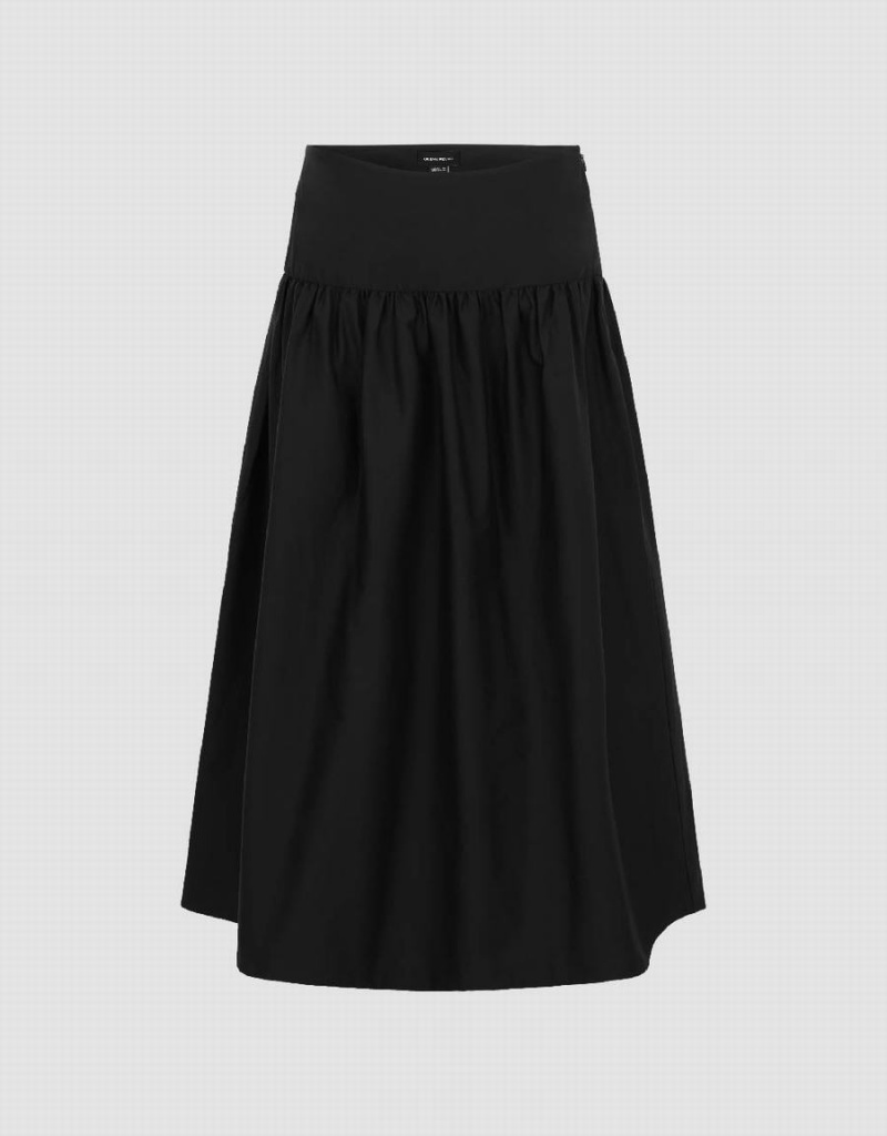 Black Women\'s Urban Revivo Midi A-Line Skirts | TKN6339MW