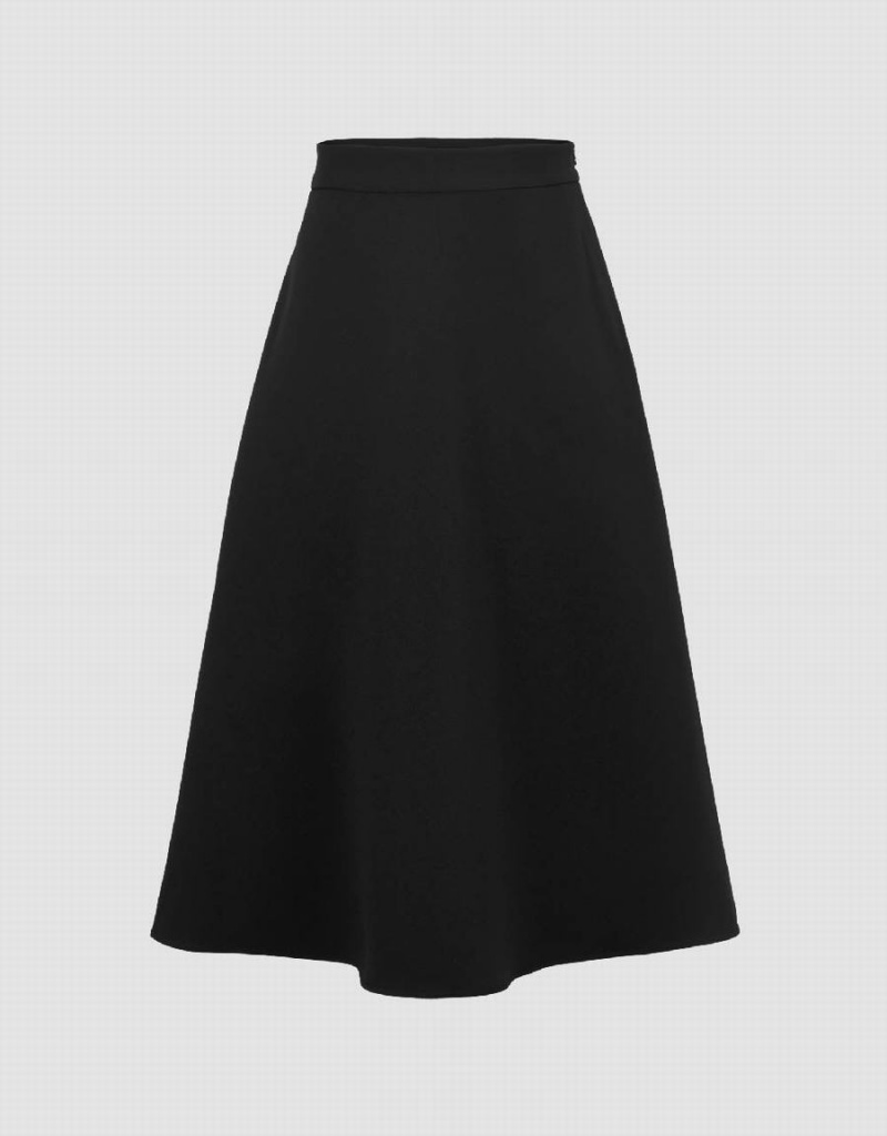 Black Women\'s Urban Revivo Midi A-Line Skirts | ODJ4354CA