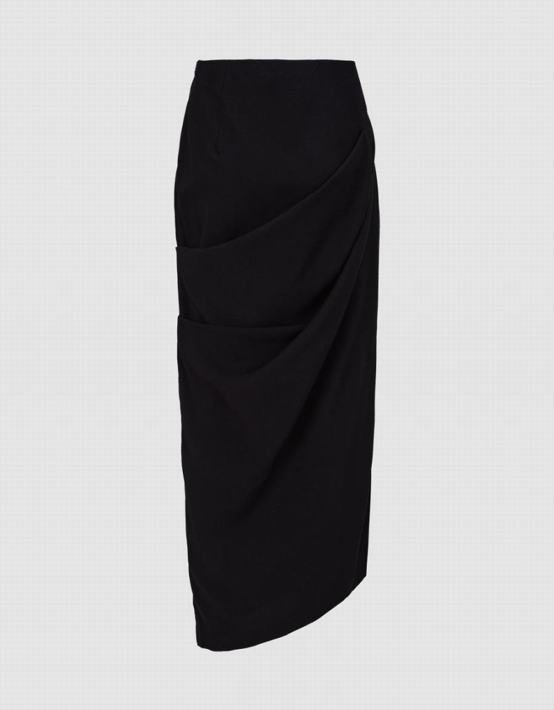 Black Women's Urban Revivo Midi Skinny-Fit Skirts | RMT6588IM