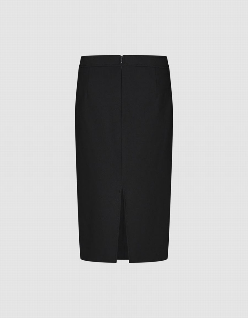 Black Women's Urban Revivo Midi Straight Skirts | EES964RD