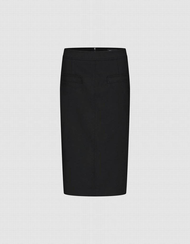 Black Women\'s Urban Revivo Midi Straight Skirts | EES964RD