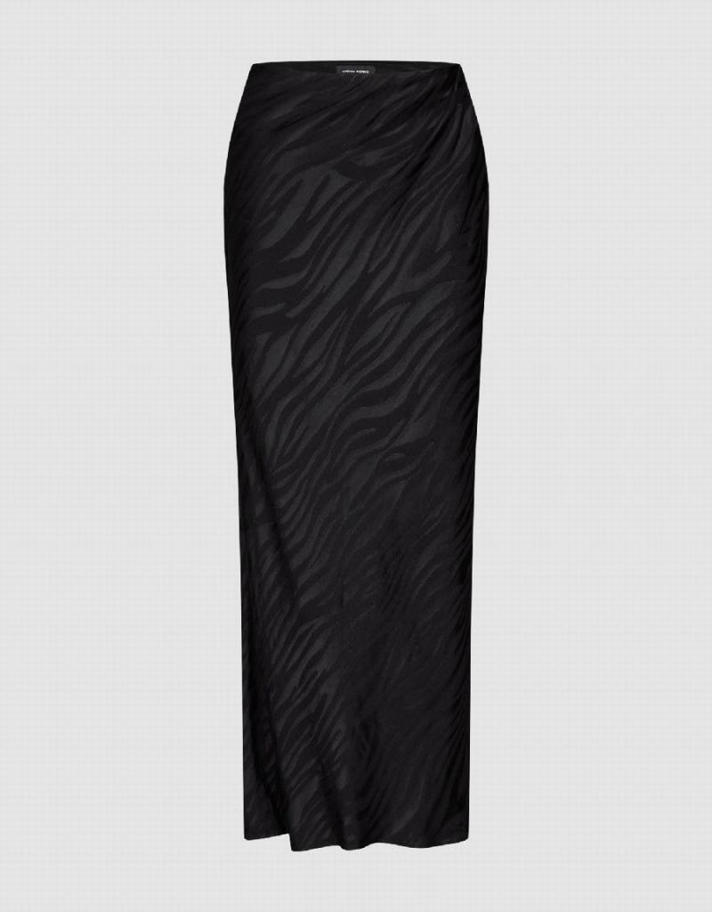 Black Women\'s Urban Revivo Midi Straight Skirts | CRR1689KD