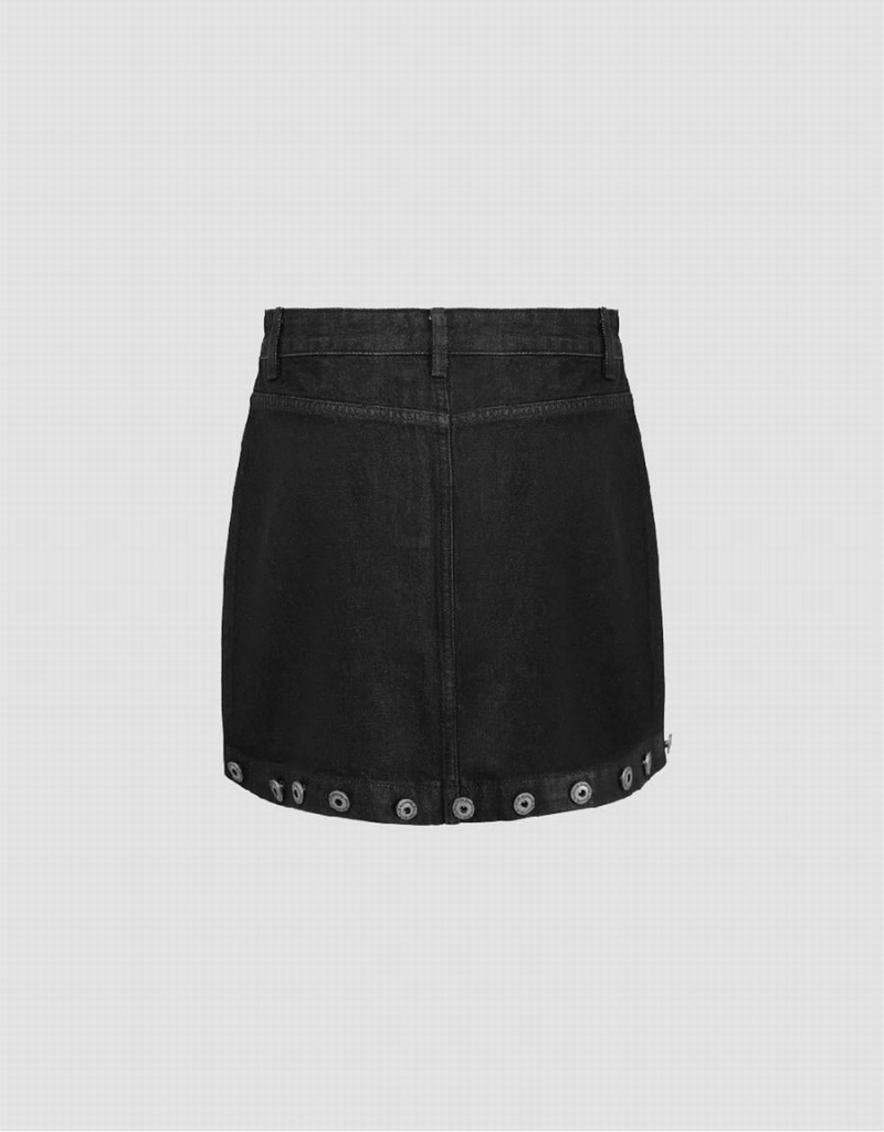 Black Women's Urban Revivo Mini A-Line Denim Skirts | HZV5487YP