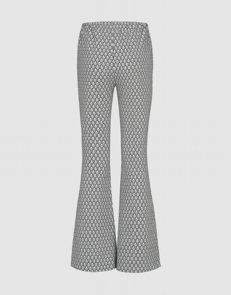 Black Women's Urban Revivo Monogram Knitted Flare Pants | NIG9890SW