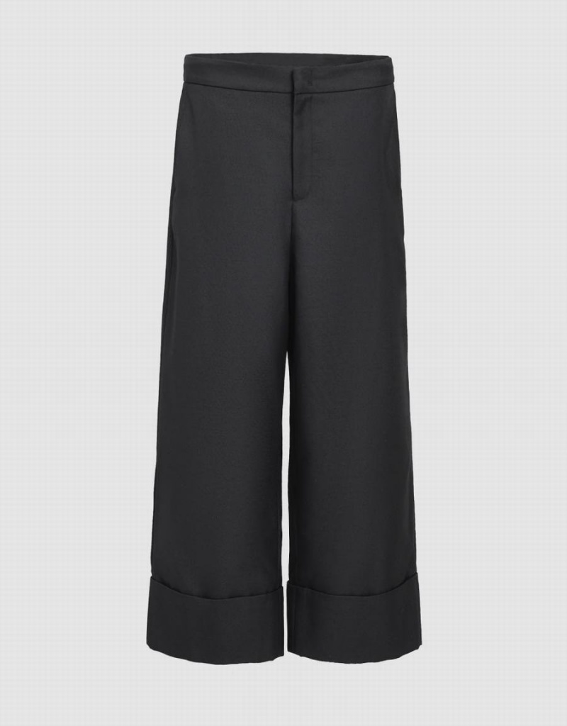 Black Women\'s Urban Revivo One Pocket Wide Leg Pants | DFQ9014VA