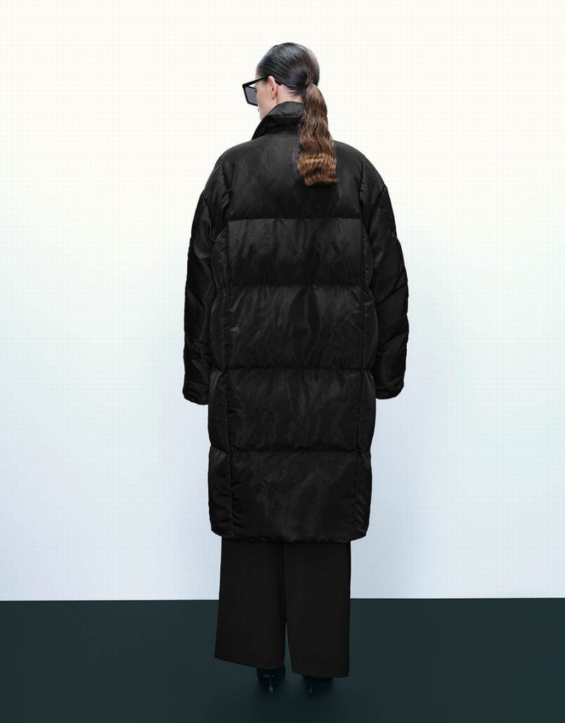 Black Women's Urban Revivo Oversized Straight Down Jackets | TLR3797NI