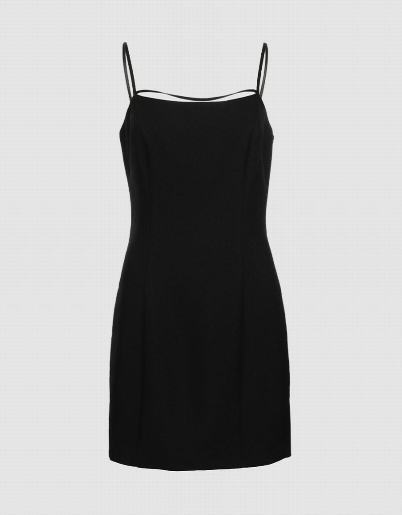 Black Women\'s Urban Revivo Plain Mini Cami Dress | MZM5562ZU