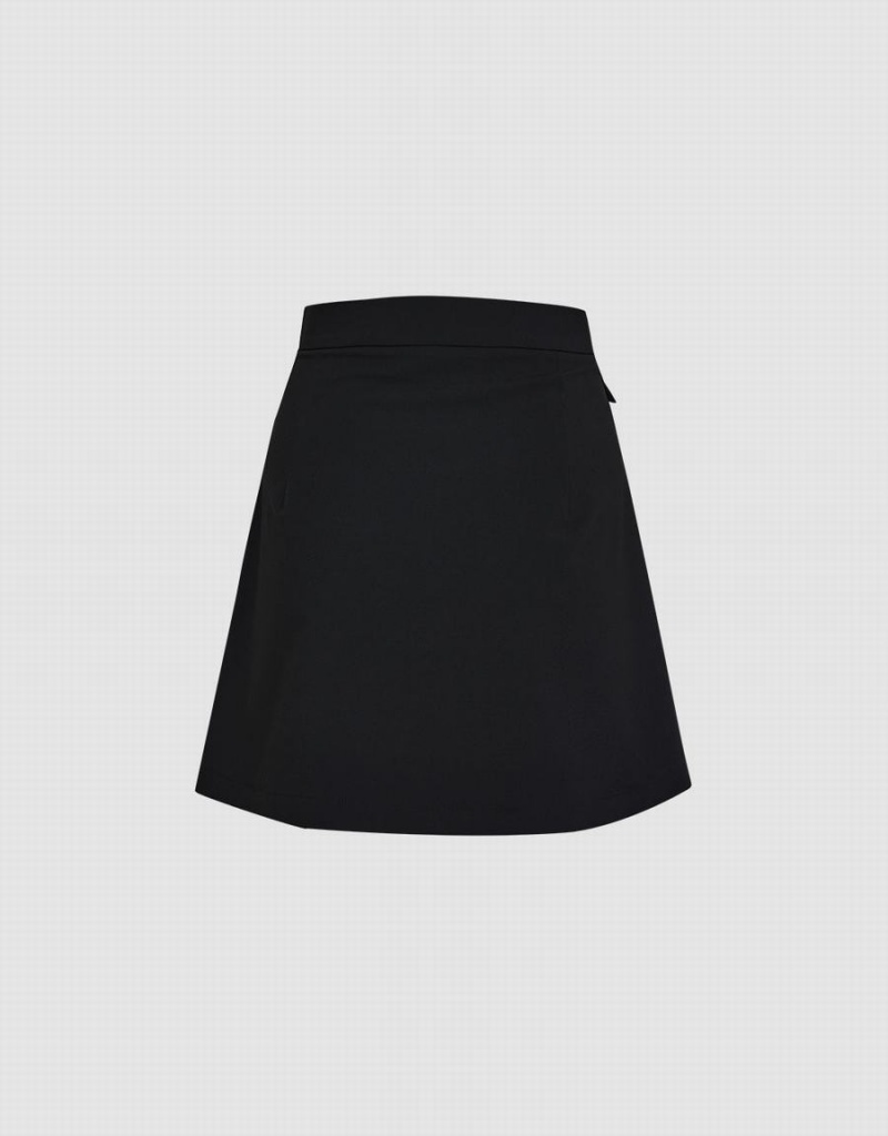 Black Women's Urban Revivo Pleated A-Line Skirts | EEN4534GG